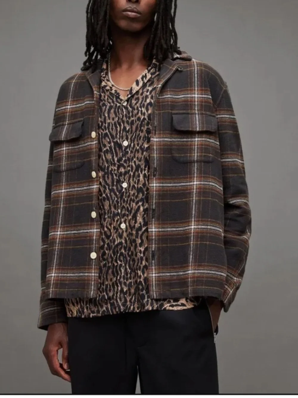 All Saints Isonde Checked Relaxed Fit Shirt size X-Large